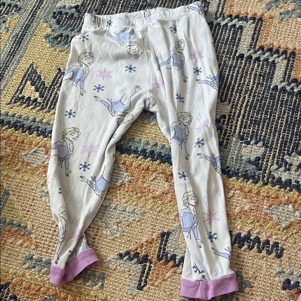 Disney Girls White Pajama Pants with Lavender Cuffs and Character Print